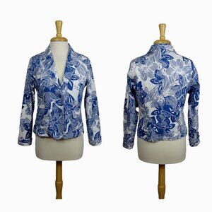 COLDWATER CREEK Suit Blazer Jacket Floral Print Modern Cotton Career Workwear PS
